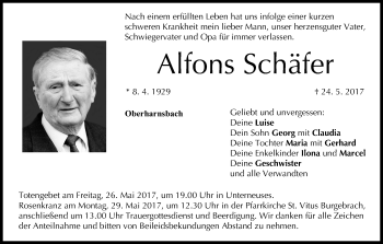 Anzeige von Alfons Schäfer von MGO