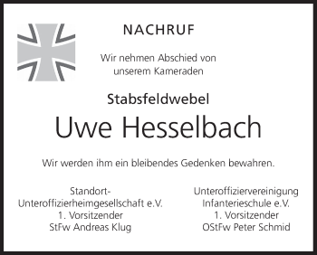 Anzeige von Uwe Hesselbach von MGO