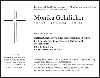 Anzeige von Monika Gehrlicher von MGO