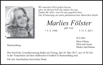 Anzeige von Marlies Fölster von MGO