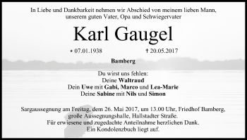 Anzeige von Karl Gaugel von MGO