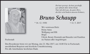 Anzeige von Bruno Schaupp von MGO