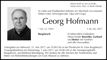 Anzeige von Georg Hofmann von MGO