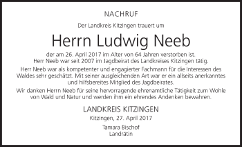 Anzeige von Ludwig Neeb von MGO