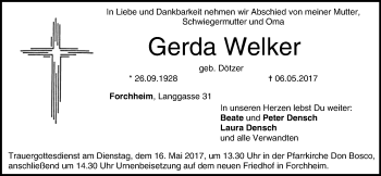 Anzeige von Gerda Welker von MGO