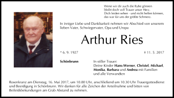 Anzeige von Arthur Ries von MGO