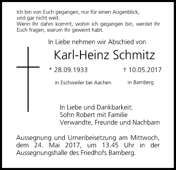 Anzeige von Karl-Heinz Schmitz von MGO