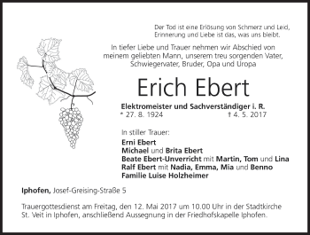 Anzeige von Erich Ebert von MGO