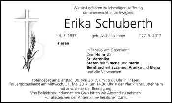 Anzeige von Erika Schuberth von MGO