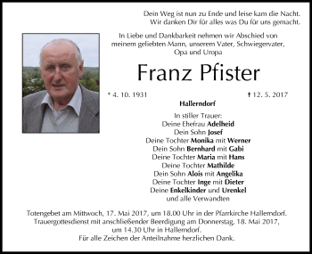 Anzeige von Franz Pfister von MGO