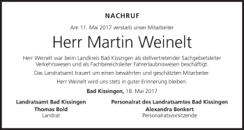 Anzeige von Martin Weinelt von MGO