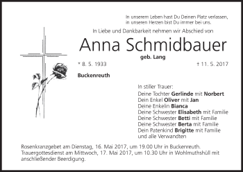 Anzeige von Anna Schmidbauer von MGO