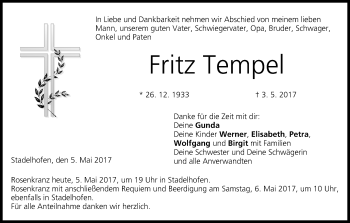 Anzeige von Fritz Tempel von MGO