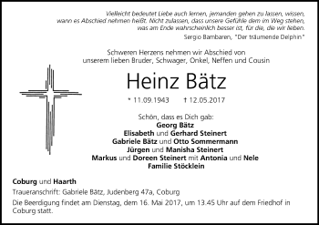 Anzeige von Heinz Bätz von MGO
