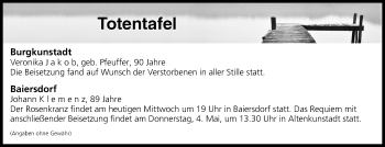 Anzeige von Totentafel vom 03.05.2017 von MGO