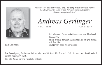 Anzeige von Andreas Gerlinger von MGO