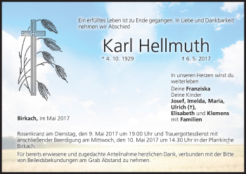 Anzeige von Karl Hellmuth von MGO