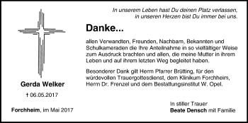 Anzeige von Gerda Welker von MGO