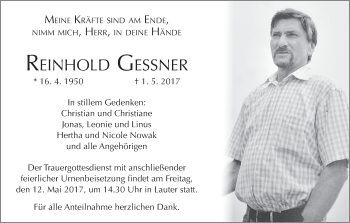 Anzeige von Reinhold Gessner von MGO