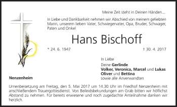 Anzeige von Hans Bischoff von MGO