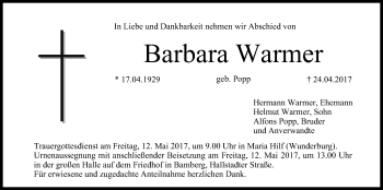 Anzeige von Barbara Warmer von MGO