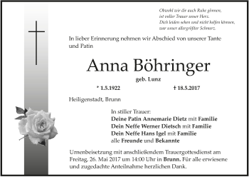 Anzeige von Anna Böhringer von MGO