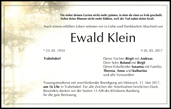 Anzeige von Ewald Klein von MGO