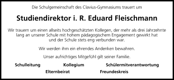 Anzeige von Eduard Fleischmann von MGO
