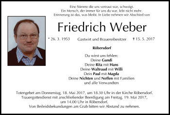 Anzeige von Friedrich Weber von MGO