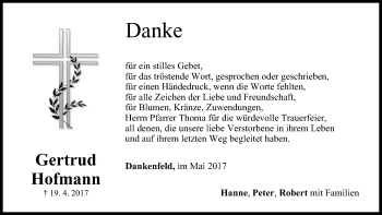 Anzeige von Gertrud Hofmann von MGO