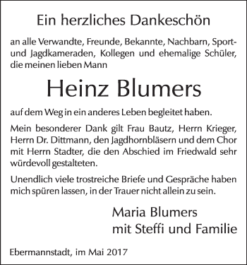 Anzeige von Heinz Blumers von MGO