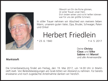 Anzeige von Herbert Friedlein von MGO