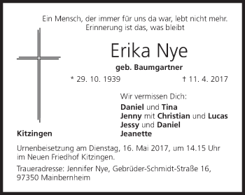 Anzeige von Erika Nye von MGO