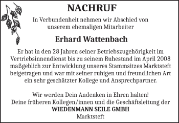 Anzeige von Erhard Wattenbach von MGO