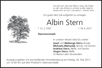 Anzeige von Albin Stern von MGO