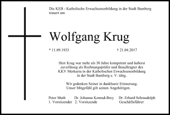 Anzeige von Wolfgang Krug von MGO