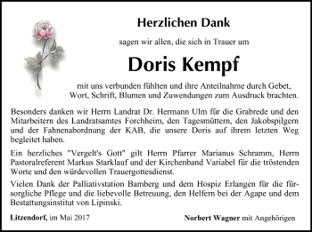 Anzeige von Doris Kempf von MGO