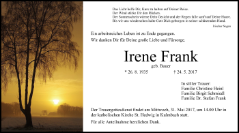 Anzeige von Irene Frank von MGO
