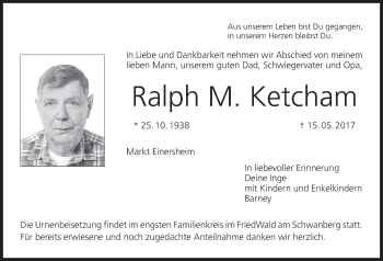 Anzeige von Ralph M. Ketcham von MGO