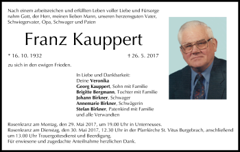 Anzeige von Franz Kauppert von MGO