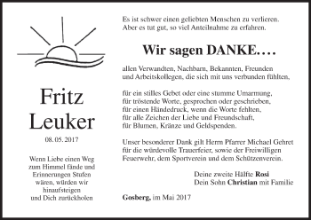 Anzeige von Fritz Leuker von MGO
