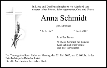 Anzeige von Anna Schmidt von MGO