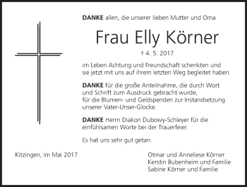 Anzeige von Elly Körner von MGO