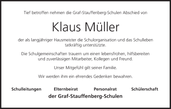 Anzeige von Klaus Müller von MGO