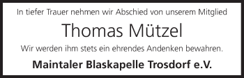 Anzeige von Thomas Mützel von MGO