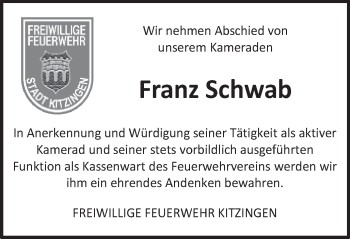 Anzeige von Franz Schwab von MGO