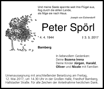 Anzeige von Peter Spörl von MGO