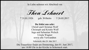 Anzeige von Thea Lehnert von MGO