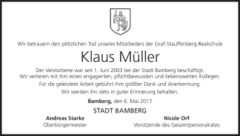 Anzeige von Klaus Müller von MGO