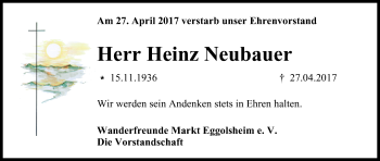 Anzeige von Heinz Neubauer von MGO